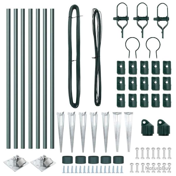 Ensemble de poteaux de cl�ture 7 pcs Vert �32mm 60 cm M�tal
