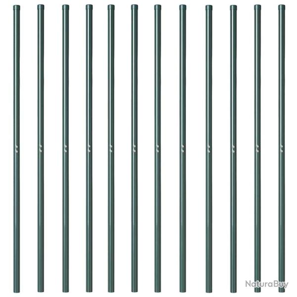 Poteaux de cl�ture 12 pcs Vert 160 cm Acier peint par poudre