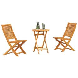 Ensemble bistro pliant 3 pcs Acacia naturel 60 x 60 x 75 cm