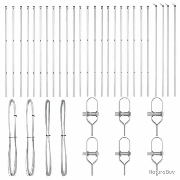 Poteaux de cl�ture 26 pi�ces �32 mm 200 cm en acier galva