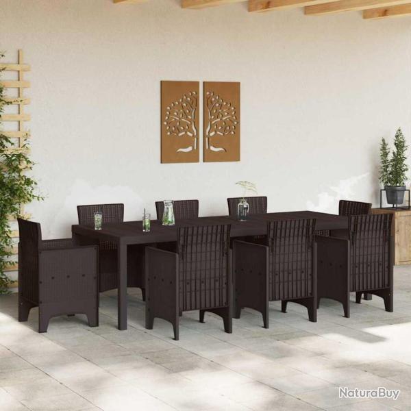 Table de jardin Marron 250x100x73 cm en poly rotin