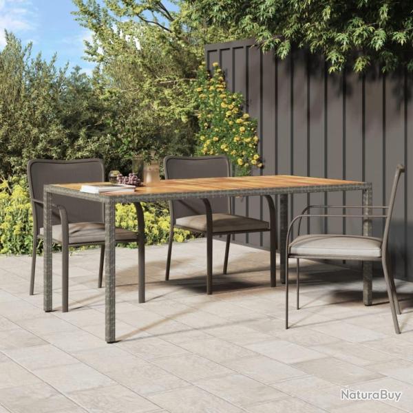 Table de jardin 190x90x75 cm Rsine tresse/bois d'acacia Gris