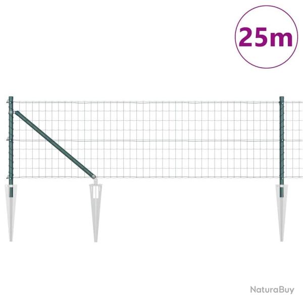 Cl�ture Euro avec 13 poteaux � piques 0,6 x 25 m en acier galvanis� vert
