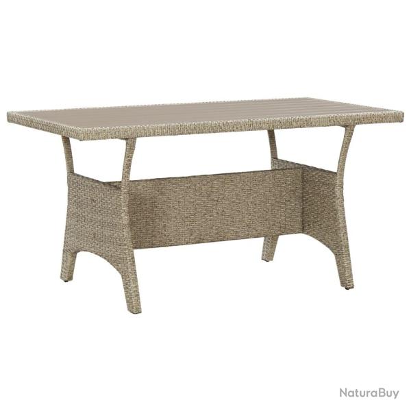 Table de jardin Gris 120x70x66 cm Rsine tresse