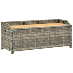 Banc de rangement de jardin 120 cm R&eacute;sine tress&eacute;e Gris