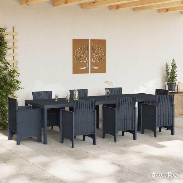 Table de jardin Anthracite 300x100x73 cm Poly Rattan