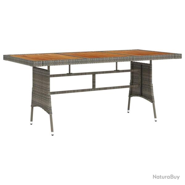 Table de jardin Gris 160x70x72 cm Rsine tresse et acacia