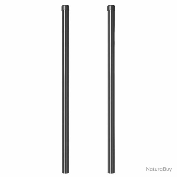 Poteaux de cl�ture 2 pcs Gris 100 cm Acier peint par poudre