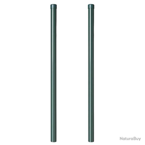 Poteaux de cl�ture 2 pcs Vert 100 cm Acier peint par poudre
