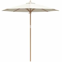 Parasol de jardin en blanc cr&egrave;me, 240 x 260 cm en bambou