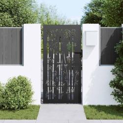 Porte de Jardin Noir 85 x 200 cm Acier peint par poudre