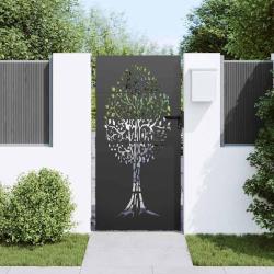 Porte de Jardin Noir 85 x 200 cm Acier peint par poudre