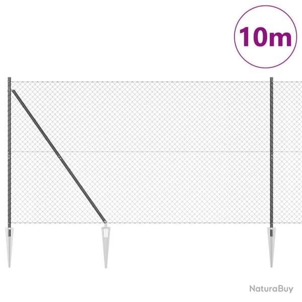 Jeu de Poteaux de Cl�ture Gris 1.6 x 10 m Acier galvanis�