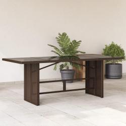 Table de jardin dessus en verre marron 190x80x74 cm