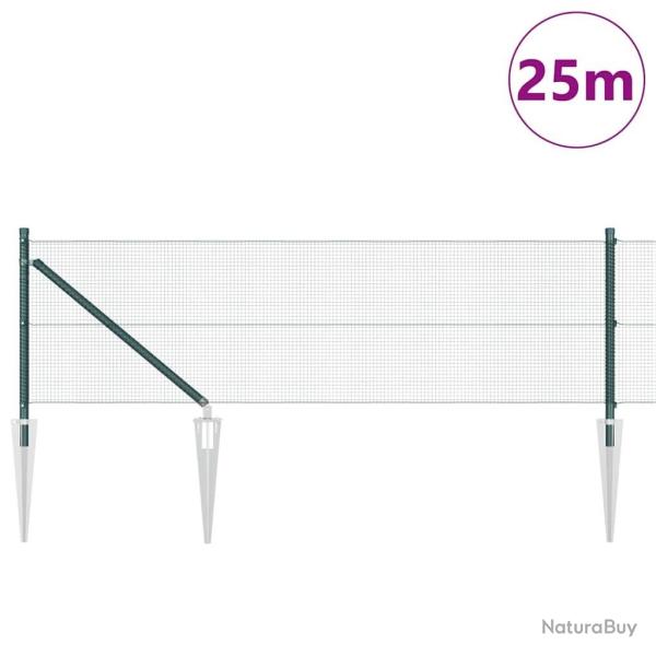 Cl�ture en fil soud� avec 13 piquets verts 0.8x25 m en acier