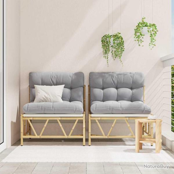 Banc de jardin avec coussin 2 pcs Gris 60 x 80 x 71 cm Acier