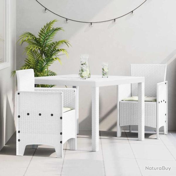 Ensemble salle  manger jardin 3 pcs Blanc 100 x 100 x 73 cm