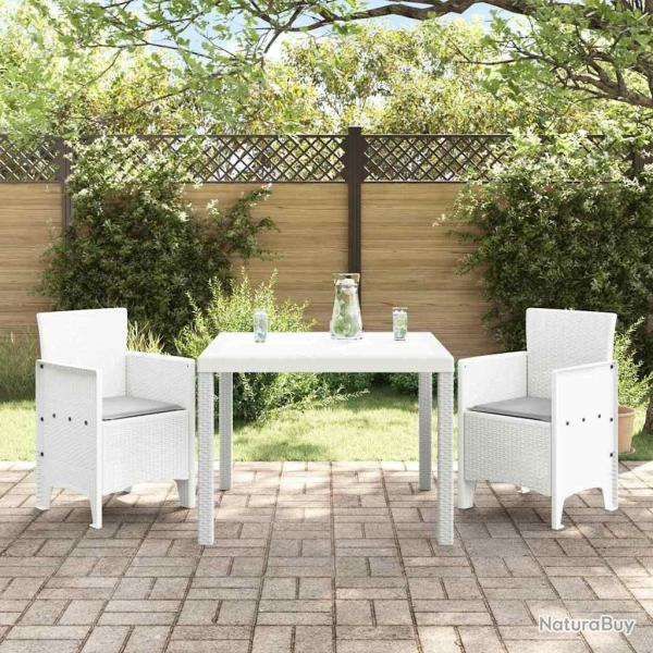Ensemble de salle  manger jardin 3 pcs Blanc 100 x 100 x 73 cm