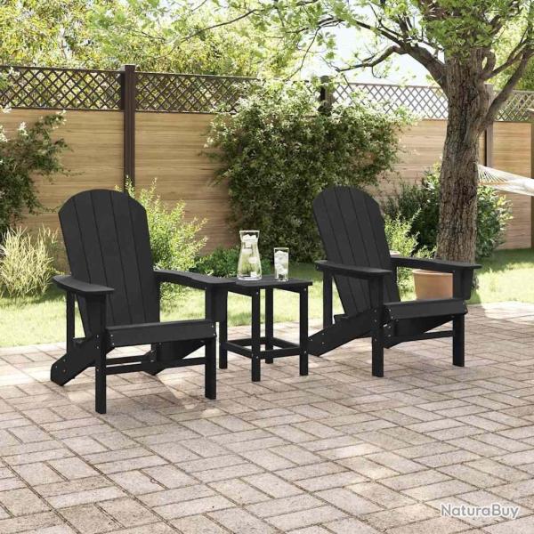 Chaises Adirondack 2 pcs Noires 74x82x90 cm HDPE