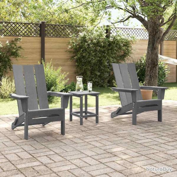 Chaises Adirondack pliables 2 pcs Gris clair 74,5x80,5x90 cm HDPE