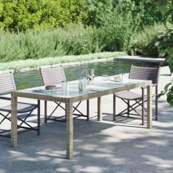 Table de jardin Gris 190x90x75 cm Verre tremp&eacute;/r&eacute;sine tress&eacute;e