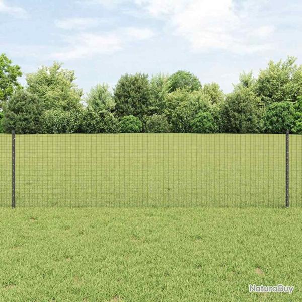 Cl�ture en fil soud� avec 11 poteaux U Gris 0,6x25 m Acier
