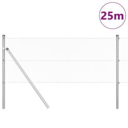 Poteau de cl&ocirc;ture. Argent&eacute; 25 x 0,6 m (mailles de 13 mm) Acier