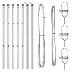 Poteau de cl&ocirc;ture. 7 pcs Argent&eacute; Acier