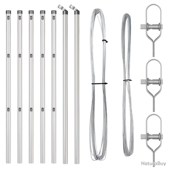 Ensemble de poteaux de cl�ture 7 pcs Argent �32mm 100 cm