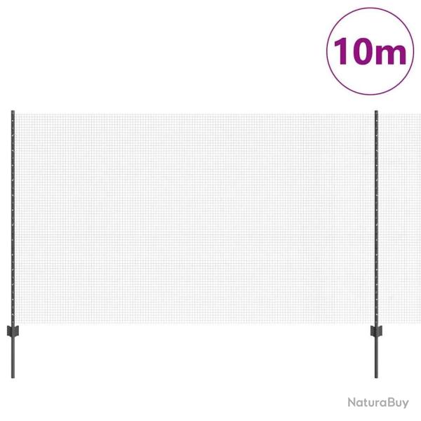 Cl�ture en fil soud� avec 10 pieux en U Gris 1,4 x 10 m Acier