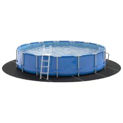 Tapis de sol de piscine noir &Oslash; 610 cm, rond et en tissu non tiss&eacute;.
