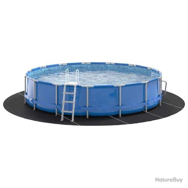 Tapis de sol de piscine noir � 610 cm, rond et en tissu non tiss�.