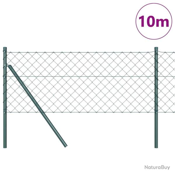 Jeu de Poteaux de Cl�ture Vert 0.8 x 10 m Acier galvanis�