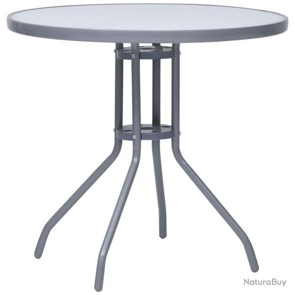 Table de jardin Gris clair 80 cm Acier et verre