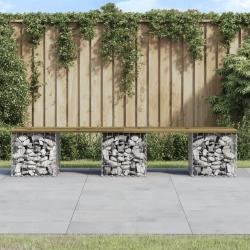 Banc de jardin design gabion 203x31x42 cm bois de pin impr&eacute;gn&eacute;