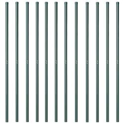 Poteaux de cl&ocirc;ture 12 pcs Vert 210 cm Acier peint par poudre