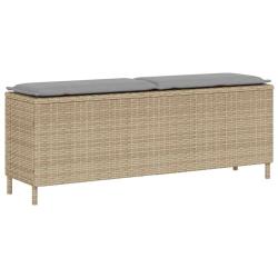 Banc de jardin avec coussin beige 110x30x40,5 cm r&eacute;sine tress&eacute;e
