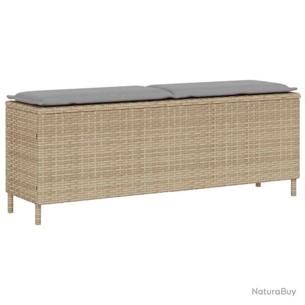 Banc de jardin avec coussin beige 110x30x40,5 cm rsine tresse