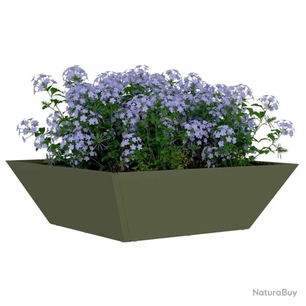 Jardini�re en bol olive verte , 50x50x15 cm en acier.