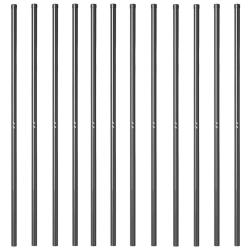 Poteaux de clôture 12 pcs Gris 210 cm Acier peint par poudre