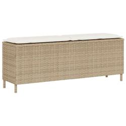 Banc de jardin avec coussin beige 110x30x40,5 cm r&eacute;sine tress&eacute;e