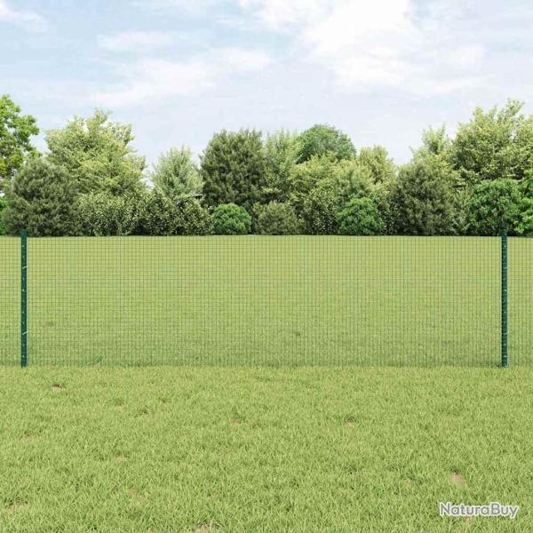 Cl�ture en fil soud� avec 11 poteaux en U Vert 0.6x25 m Acier