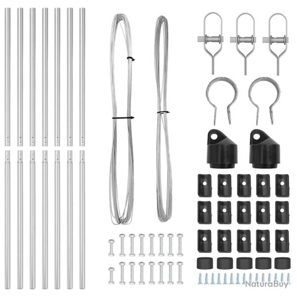 Set de poteaux de cl�ture 7 pcs Argent �32mm 170 cm