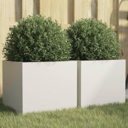 Jardini&egrave;res 2 pcs blanc 32x30x29 cm acier