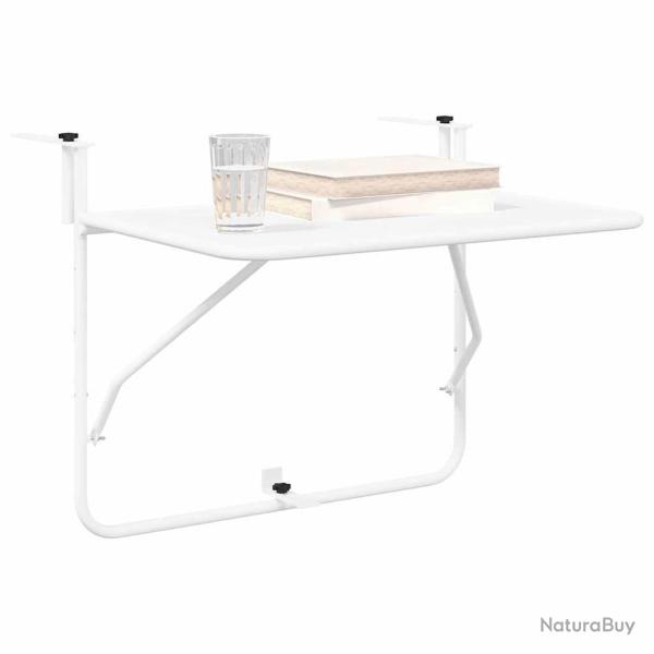 Table de balcon pliable blanche 60x40 cm en acier