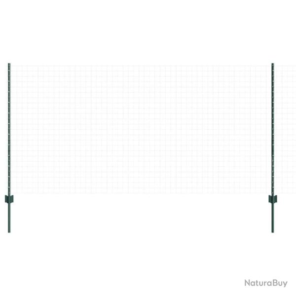 Poteaux de cl�ture 11 pcs en U vert 120 cm en acier