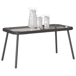 Table basse Noir 90 x 45 x 43 cm Poly Rattan et verre
