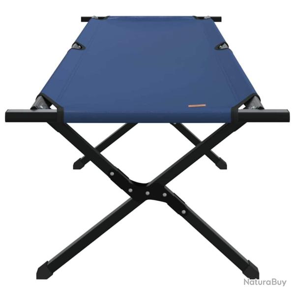 Lit de plage pliant avec sac de transport bleu en tissu Oxford 600D.