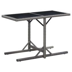 Table de jardin Anthracite 110x53x72 cm Verre et r&eacute;sine tress&eacute;e