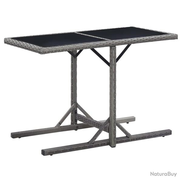 Table de jardin Anthracite 110x53x72 cm Verre et rsine tresse
